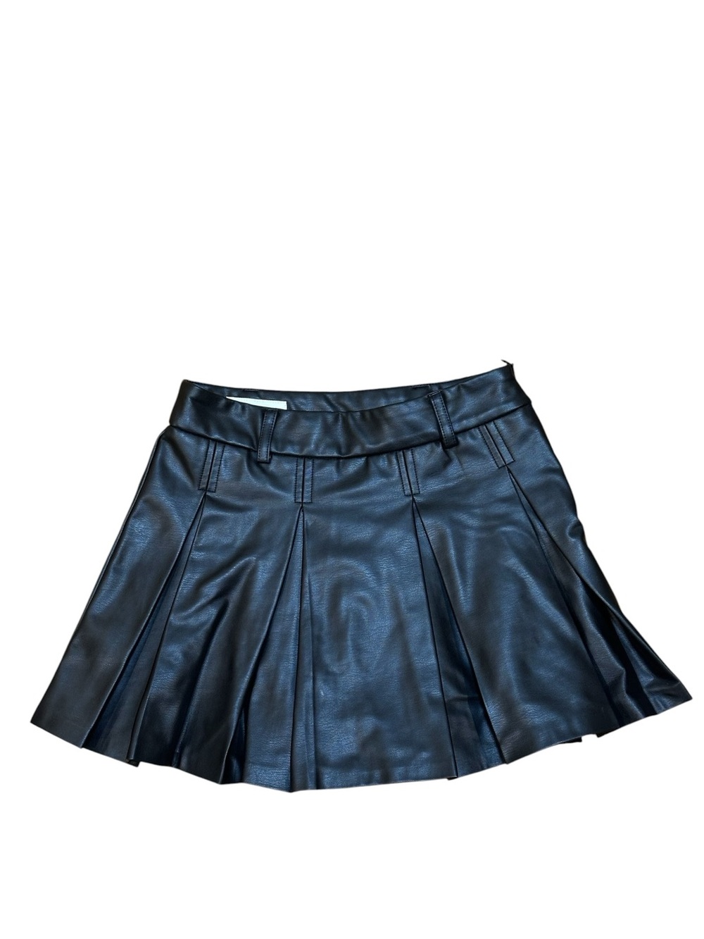 Zara Girls Faux Leather Pleated Mini Skirt Black Size 10